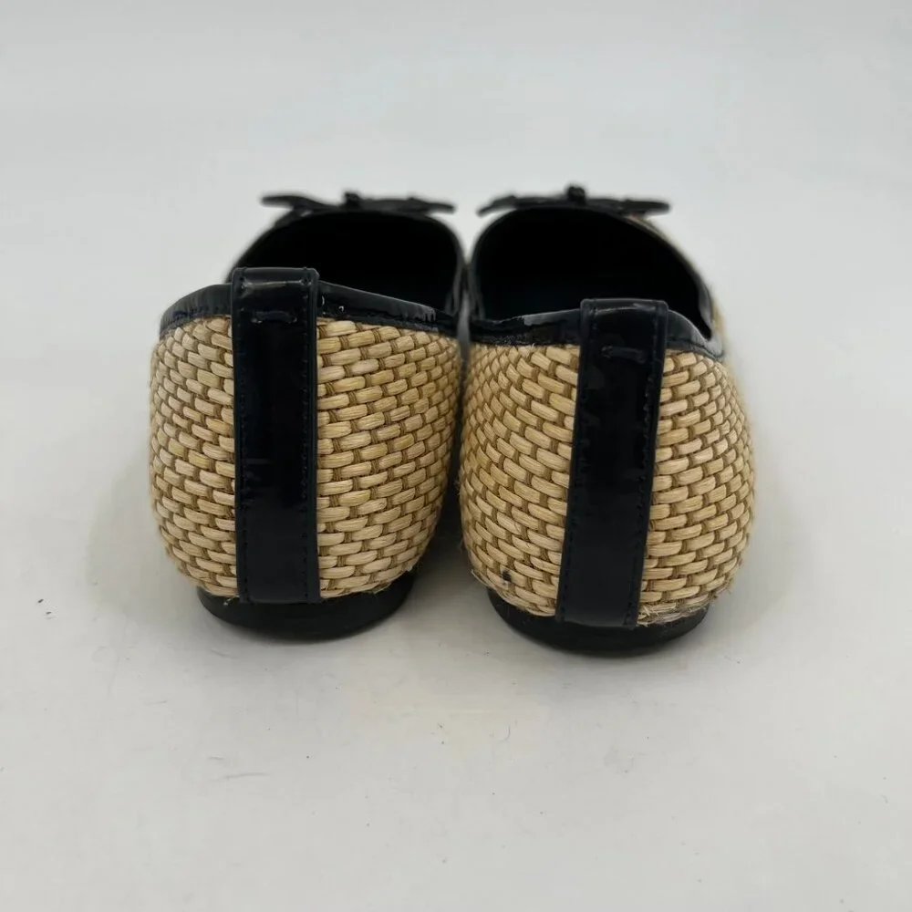 Tory Burch Tan Black Wicker Cap Toe Flats | Size 9 - Picture 7 of 7